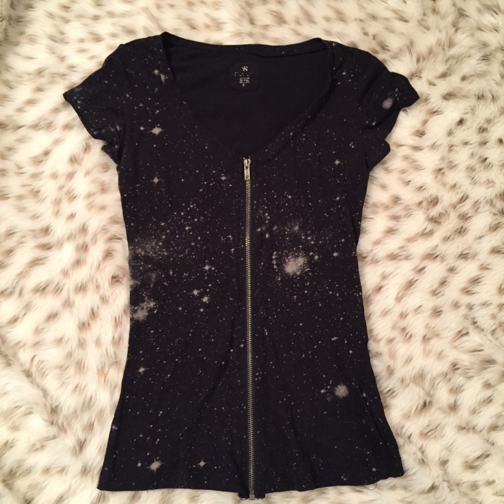 Nollie Acid Wash Front Zip Galaxy Shirt
